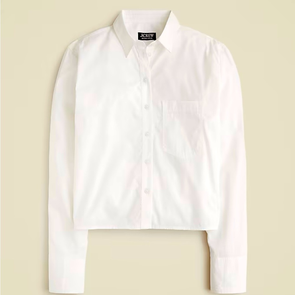 J. Crew Cropped White Button Down Shirt